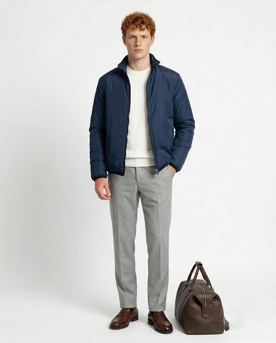 Ravin Men's Reversible Quilted Puffer Jacket - Navy - O197507