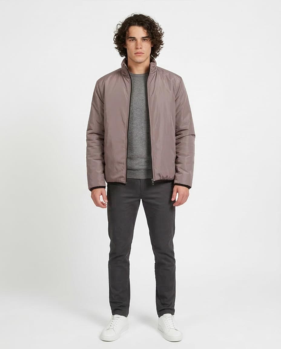 Ravin Men's Reversible Quilted Puffer Jacket - Dark Brown & Taupe - O197508