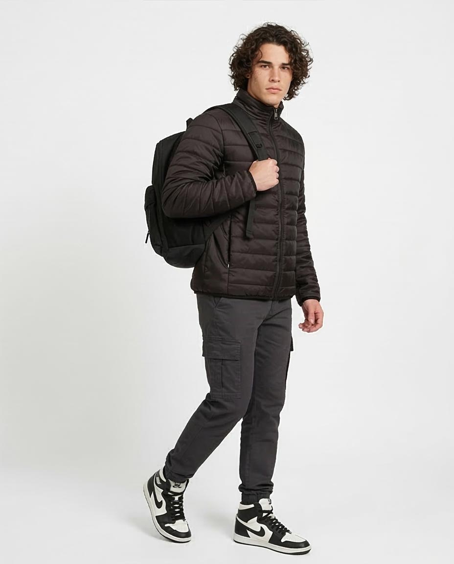 Ravin Men's Reversible Quilted Puffer Jacket - Dark Brown & Taupe - O197508