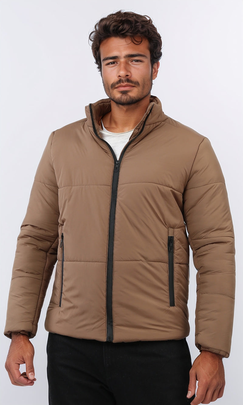 o197518 - Winter Puffer Jacket With Long Sleeves - Coffee