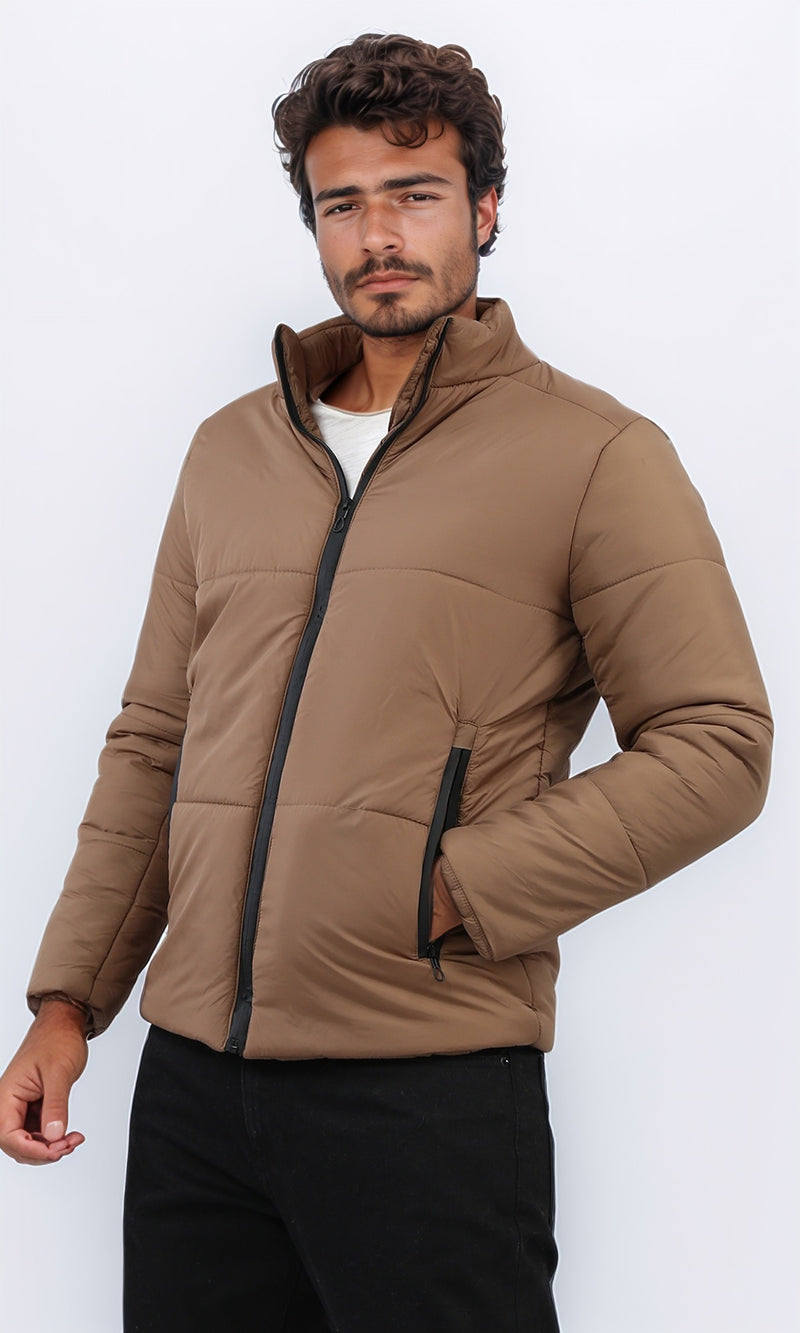 o197518 - Winter Puffer Jacket With Long Sleeves - Coffee