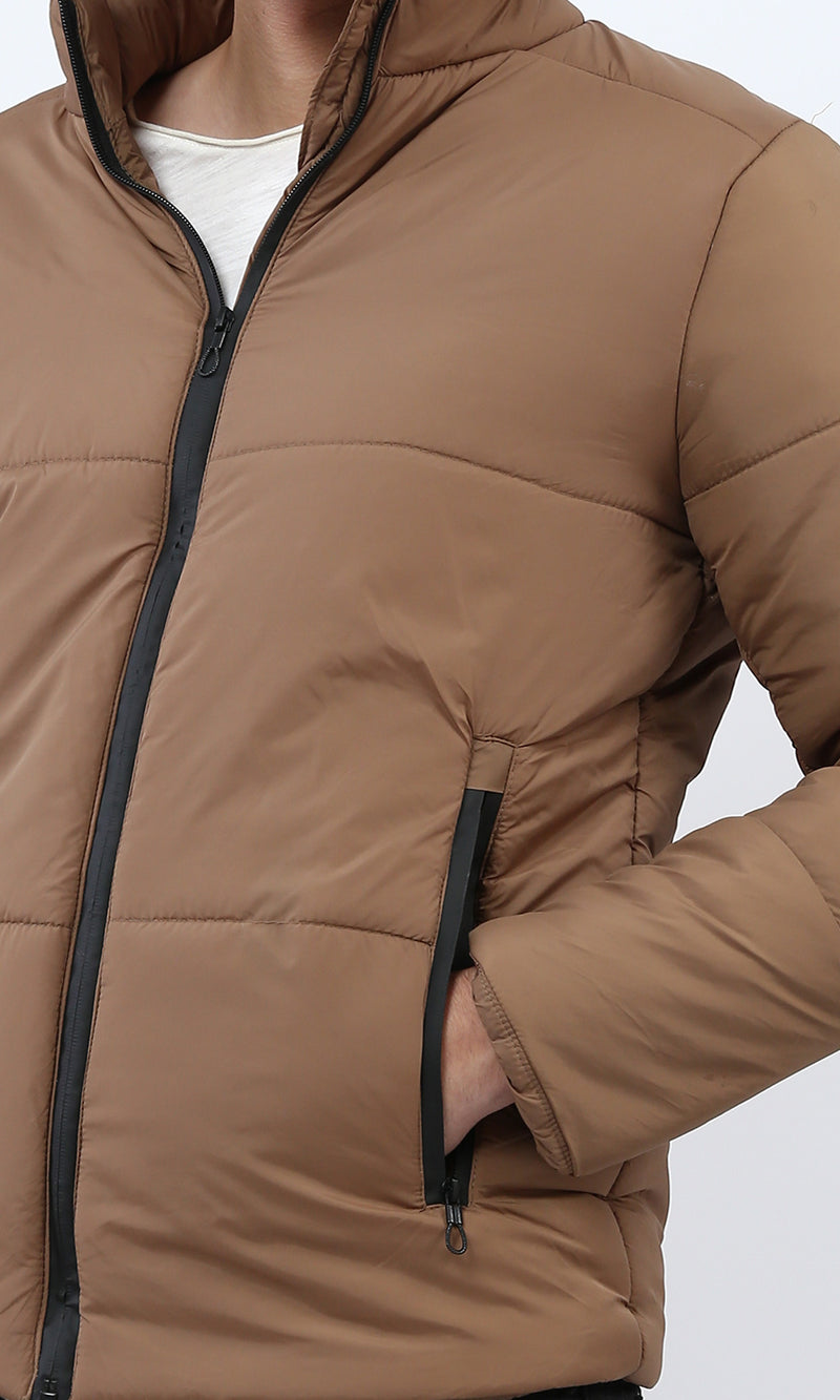 o197518 - Winter Puffer Jacket With Long Sleeves - Coffee