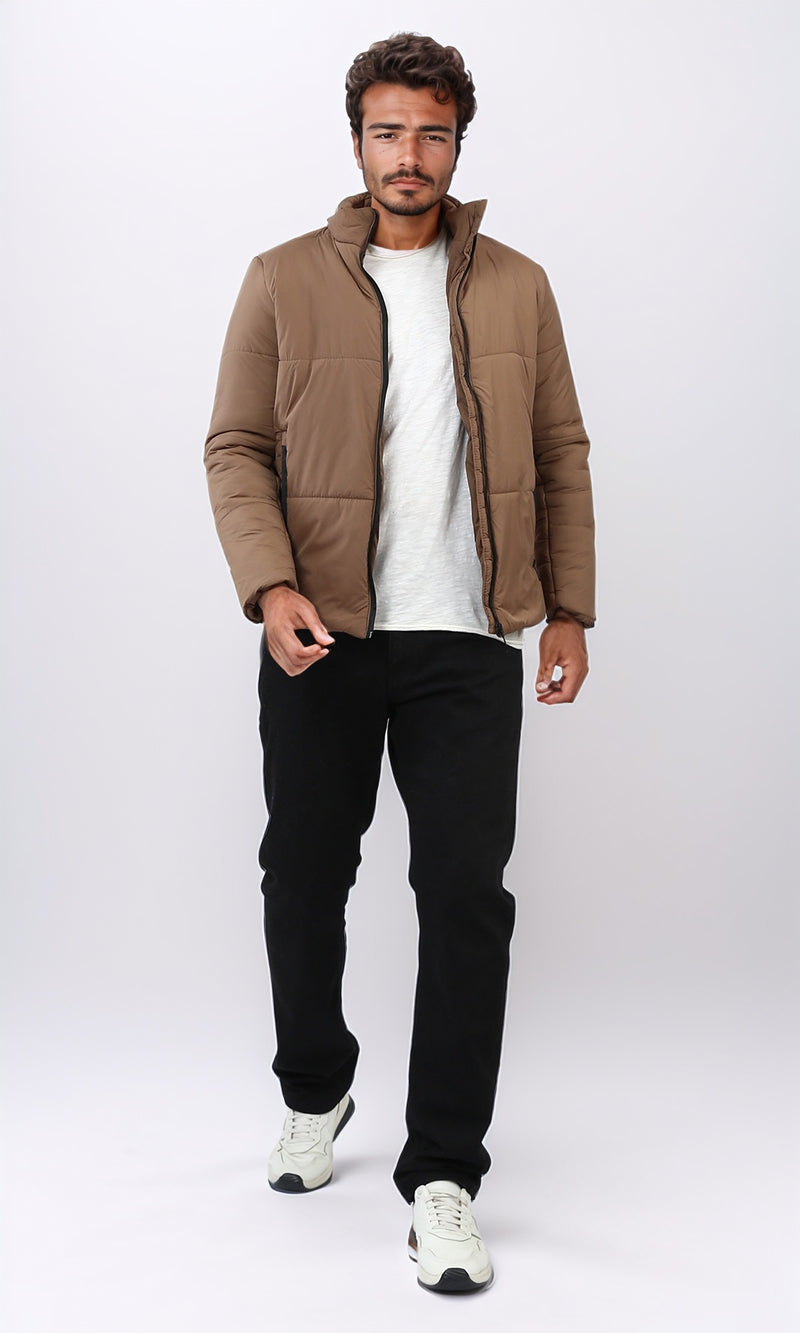 o197518 - Winter Puffer Jacket With Long Sleeves - Coffee