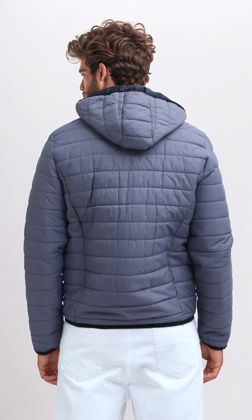 جاكيت بوليستر بسوستة رمادي غامق
