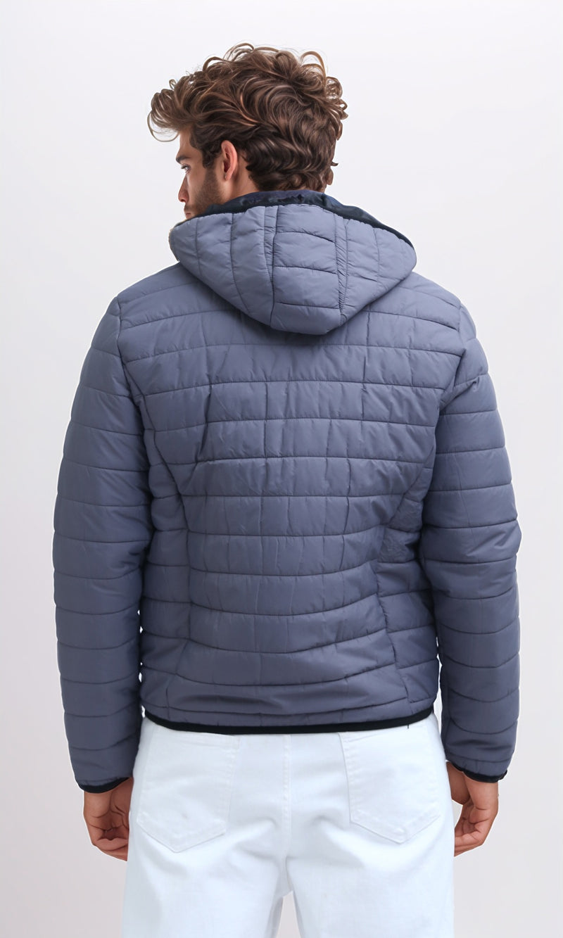 جاكيت بوليستر بسوستة رمادي غامق