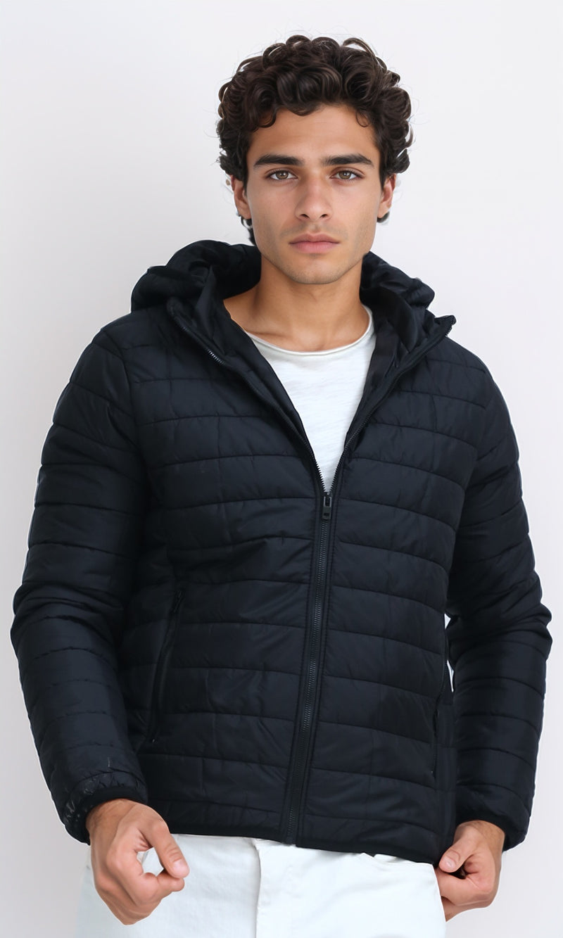 O197521 Winter Waterproof Casual Hooded Jacket - Black