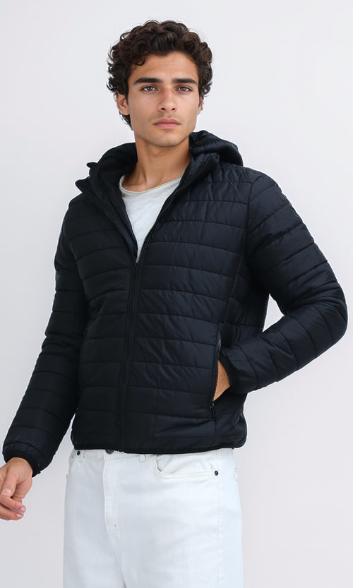 O197521 Winter Waterproof Casual Hooded Jacket - Black