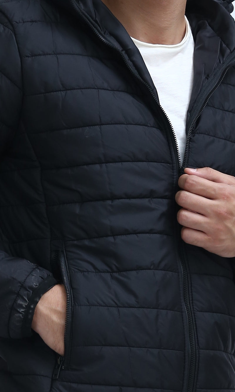 O197521 Winter Waterproof Casual Hooded Jacket - Black