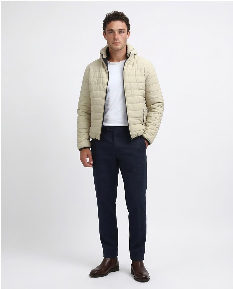 Ravin Men’s Lightweight Hooded Puffer Jacket – Sand Beige - o197522