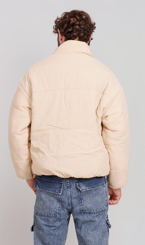 O197526-O197526 - Puffer Jacket with High Collar - Beige