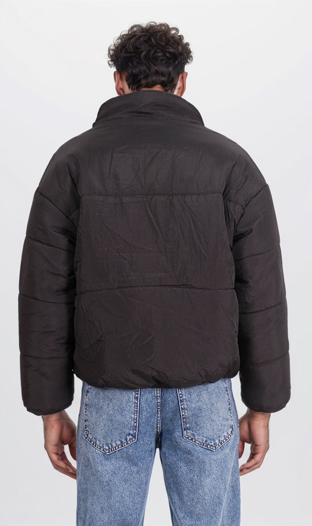 Midnight Black Oversized Quilted Puffer Jacket - O197527