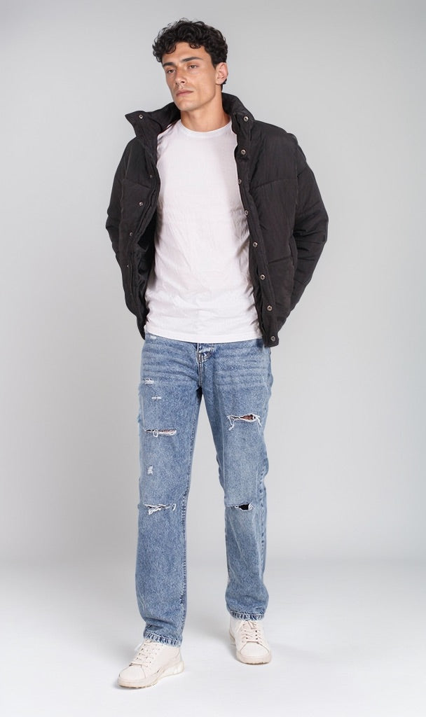Midnight Black Oversized Quilted Puffer Jacket - O197527