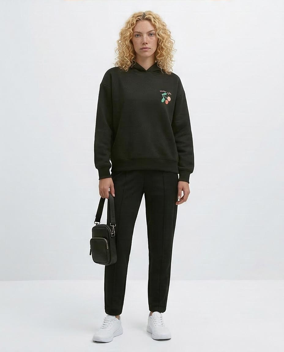 Ravin Heartbeat Rhythm Graphic Oversized Hoodie – Black - o197590