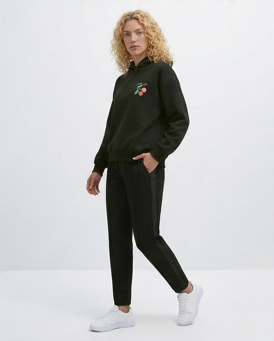 Ravin Heartbeat Rhythm Graphic Oversized Hoodie – Black - o197590