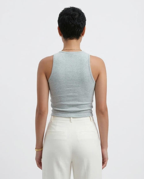 Ravin Women's Heathered Racerback Cropped Tank Top – Grey Marl - o197596