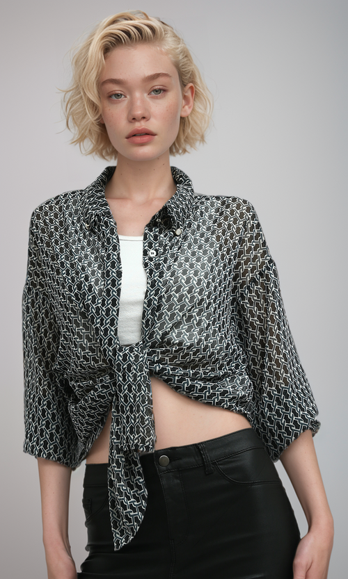 O197604 Chiffon Shirt Casual Feminie Long Sleeves