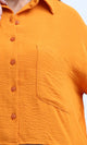 O197607 - Full Buttoned & Long Sleeves Polyester Shirt - Orange