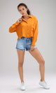 O197607 - Full Buttoned & Long Sleeves Polyester Shirt - Orange