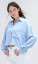 O197608 - Casual Solid Sky Blue Full Buttoned Shirt