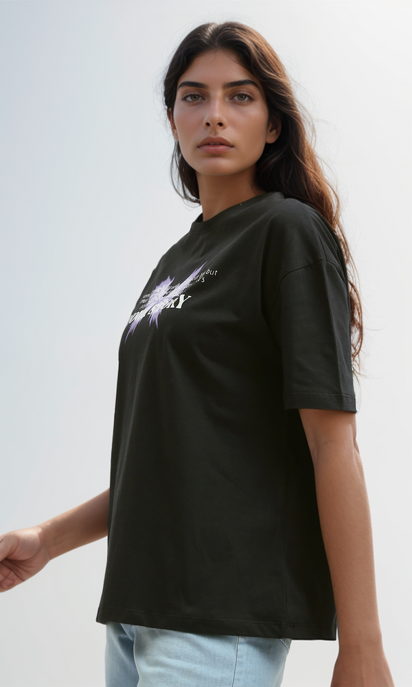 O197609 Printed ''Your Story'' Black Short Sleeve