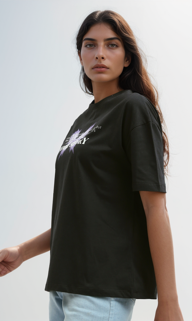 O197609 Printed ''Your Story'' Black Short Sleeve