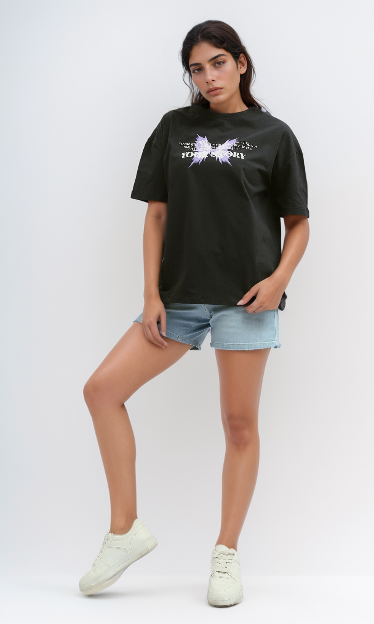 O197609 Printed ''Your Story'' Black Short Sleeve