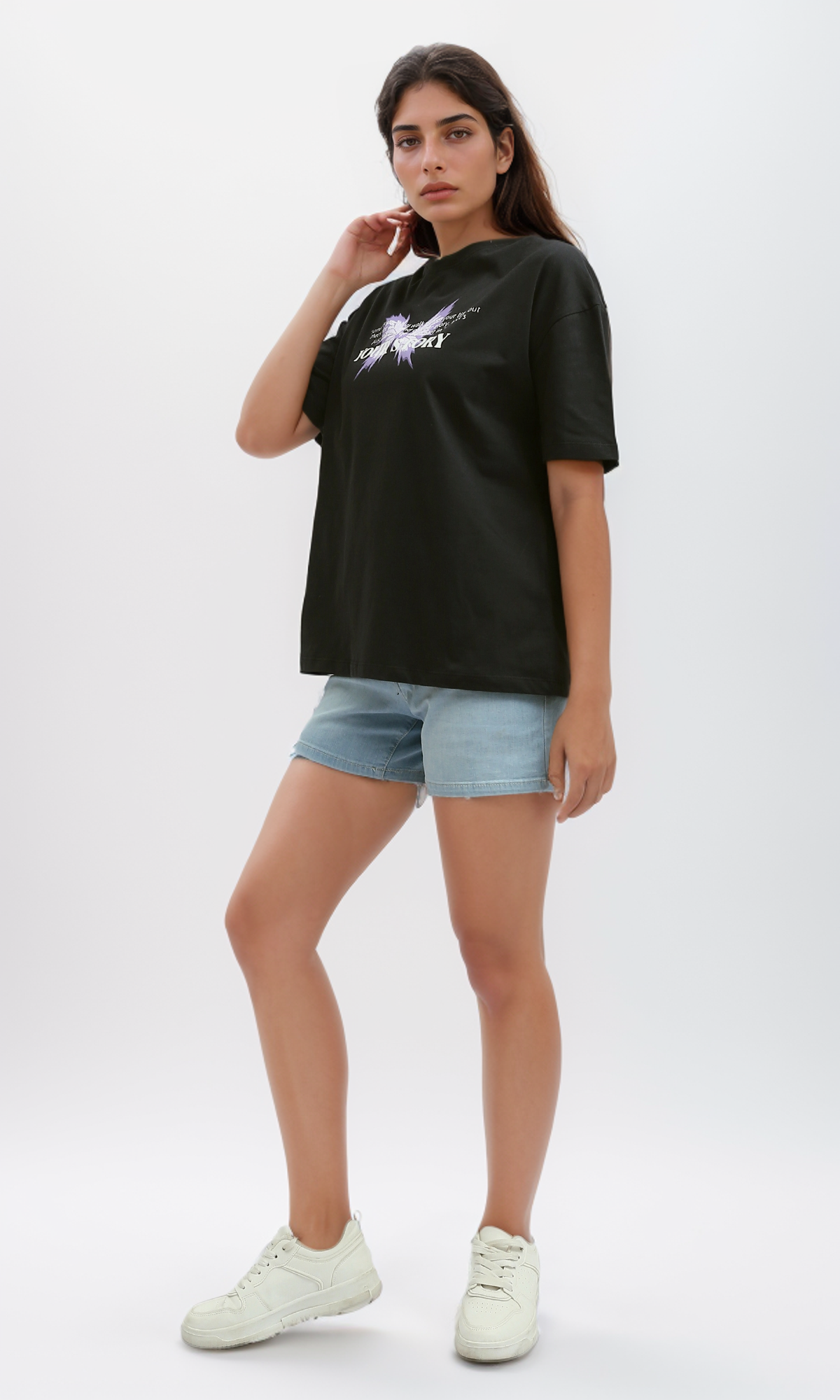 O197609 Printed ''Your Story'' Black Short Sleeve