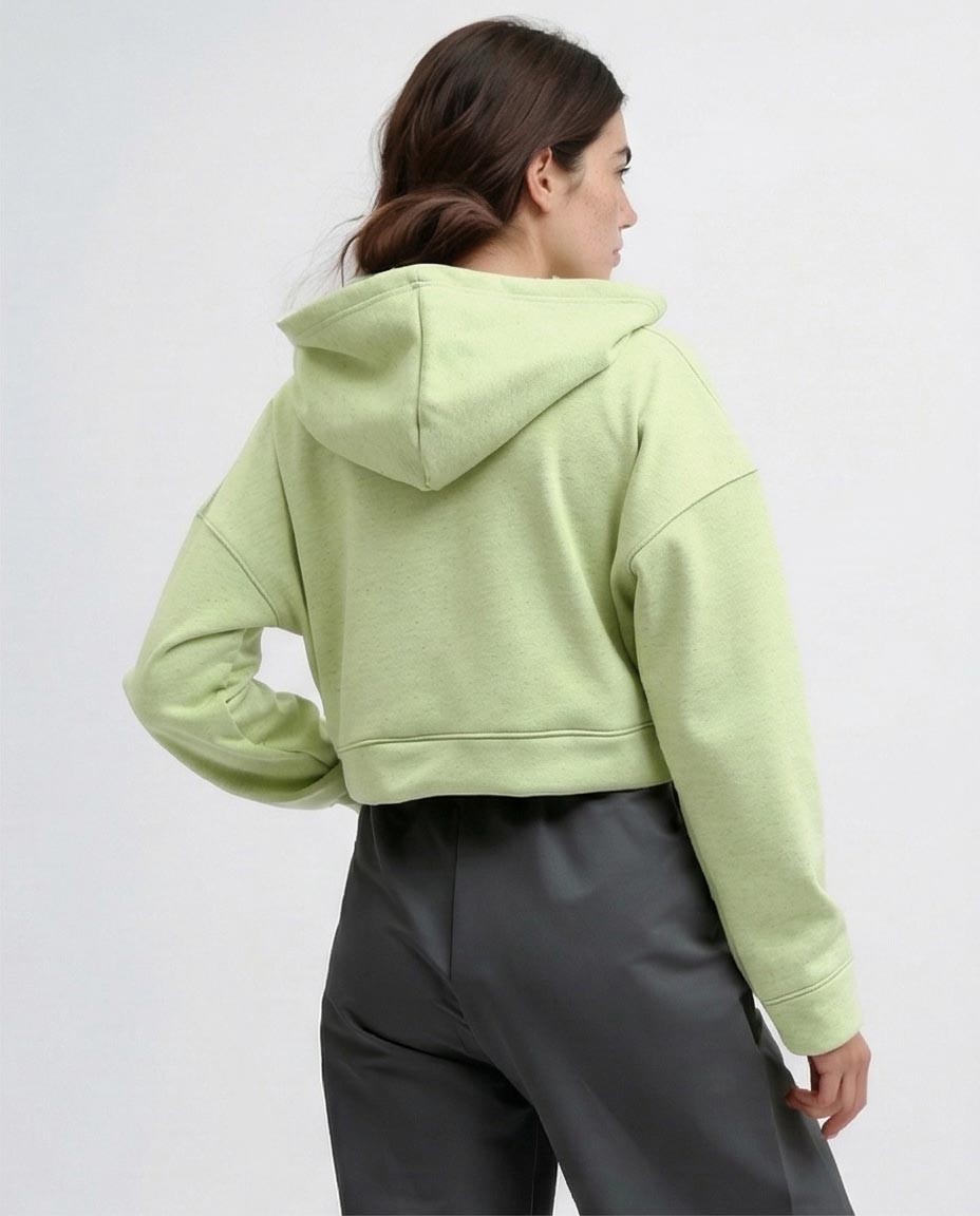 هودي قصير بأكمام طويلة بسوستة - أخضر نيون