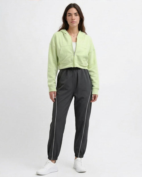 هودي قصير بأكمام طويلة بسوستة - أخضر نيون