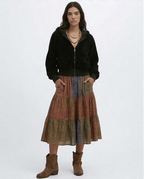 Ravin Women's Cropped Teddy-Fleece Zip-Up Hoodie – Jet Black - o197644