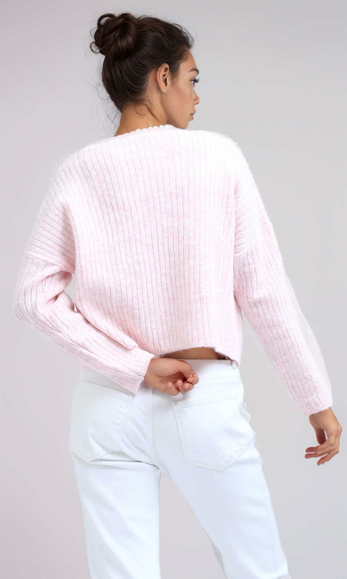 O197706 Knit Ribbed Round Pullover Relaxed Fit