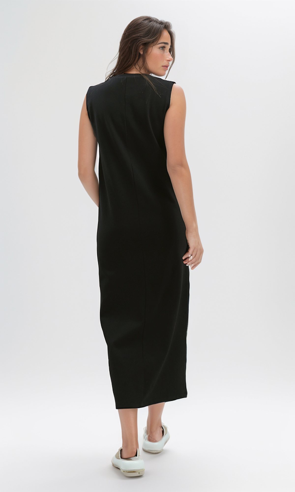 O197709 Black Slip On Sleeveless Summer Maxi Dress