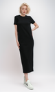O197719 Slip On Casual Black Short Sleeve Midi Dress