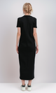 O197719 Slip On Casual Black Short Sleeve Midi Dress