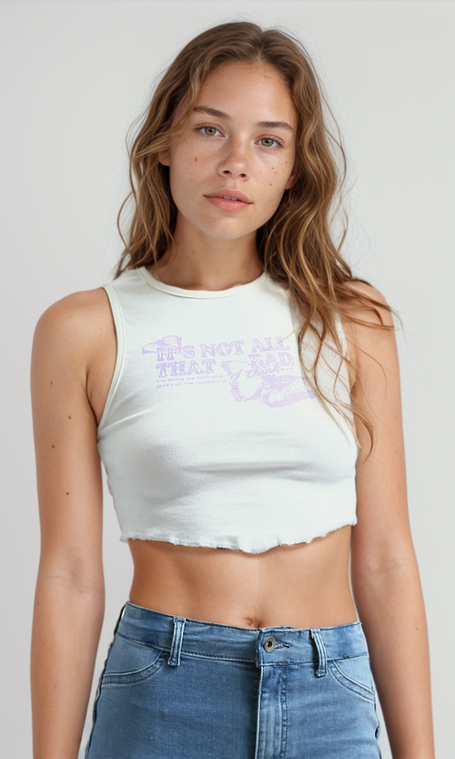 تانك توب صيفي نسائي بدون أكمام مضلع أوف وايت