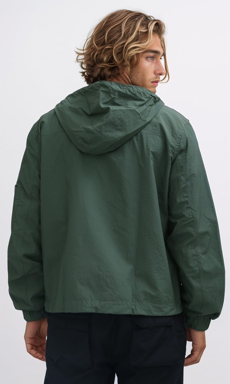 O197938 - Winter Khaki Windbreaker Jacket With Front Zipper