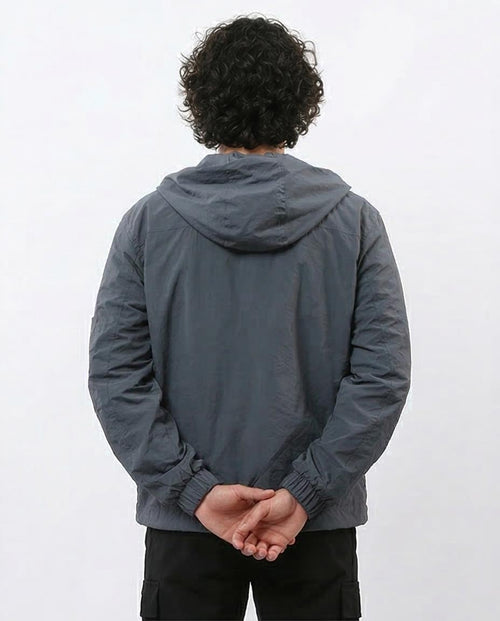 RAVIN Lightweight Tech-Nylon Hooded Windbreaker - Dark Grey - o197939