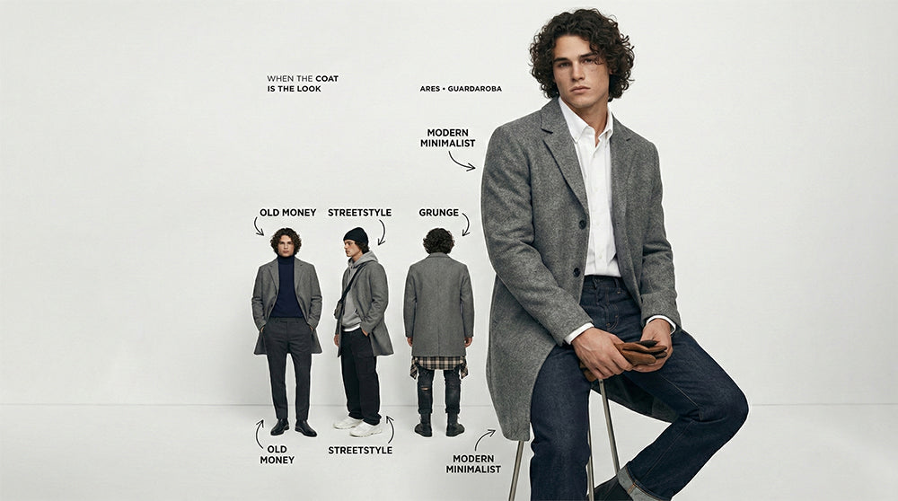 Men's Heather Grey Structured Notch Lapel Overcoat - O197941