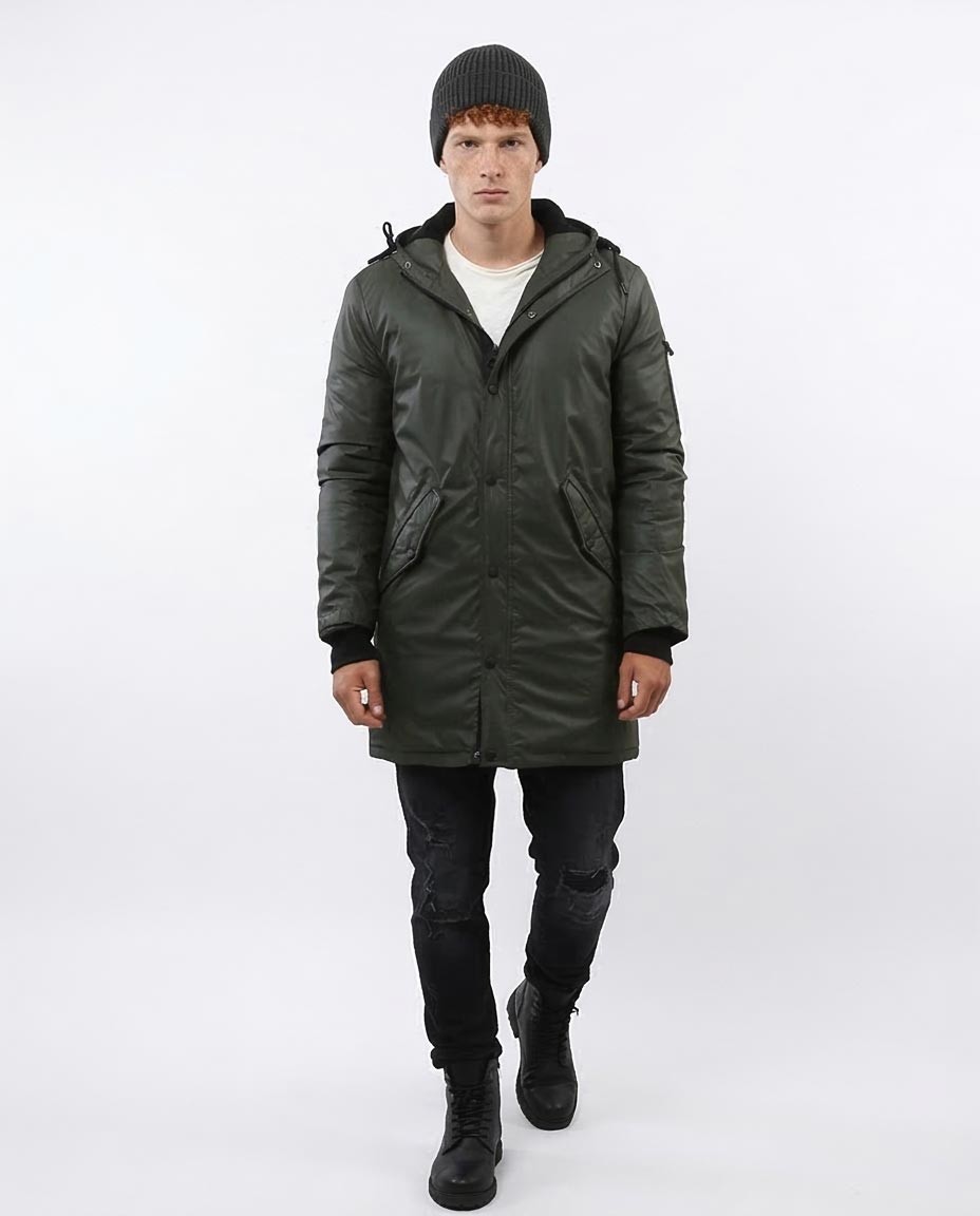 Ravin Men's Insulated Longline Hooded Parka – Olive -o197944