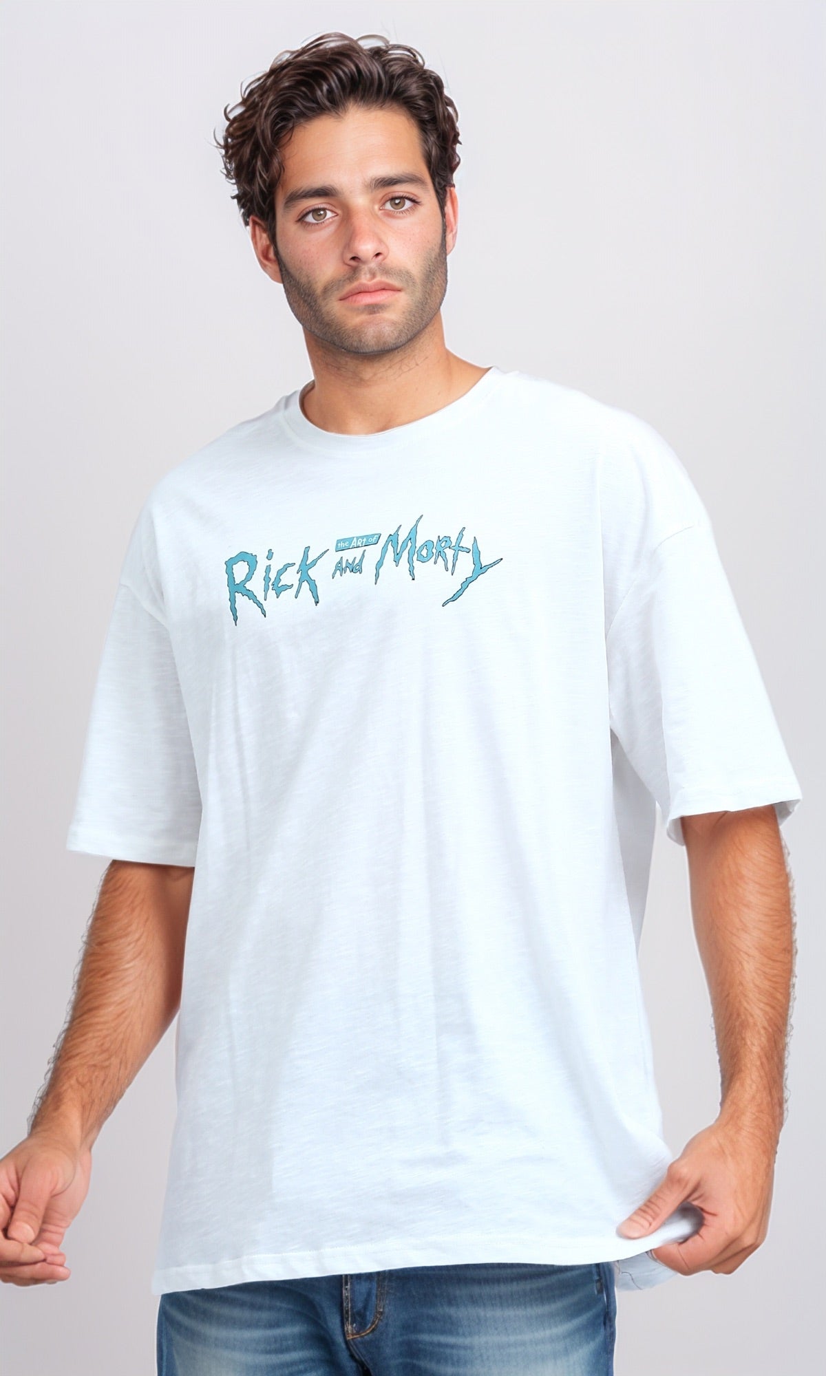 White Rick and Morty Graphic Oversized T-Shirt - O198034