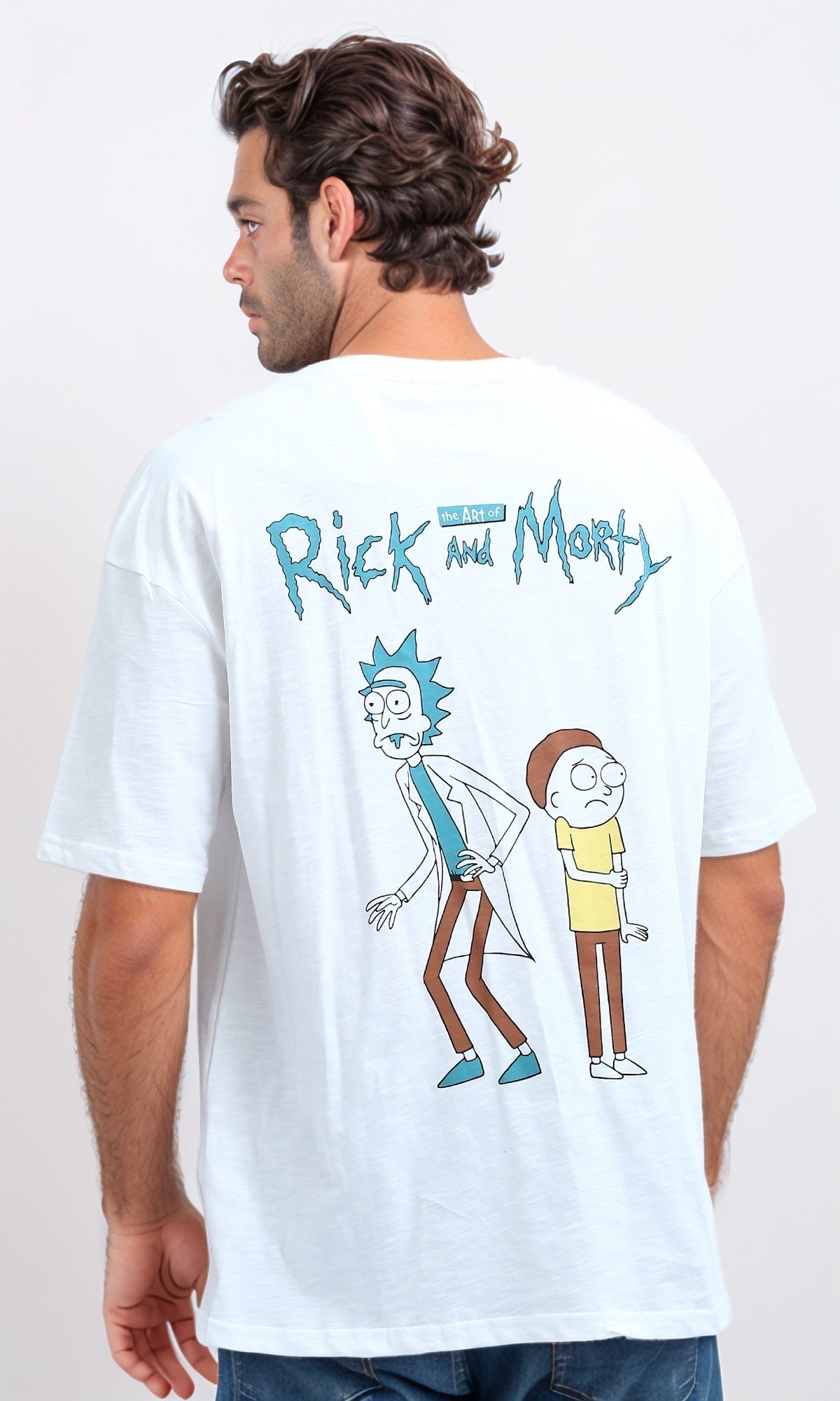 White Rick and Morty Graphic Oversized T-Shirt - O198034