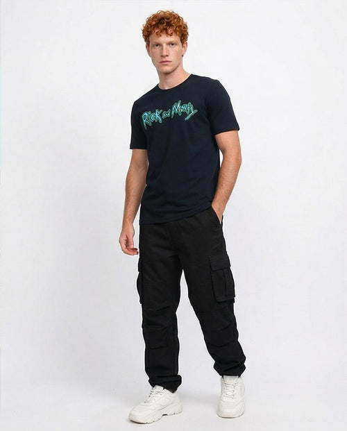 تيشيرت جرافيك للرجال من RAVIN x Rick and Morty – تيشيرت أسود بنمط ملابس الشارع مع طباعة "Not Arguing" على الظهر - O198039