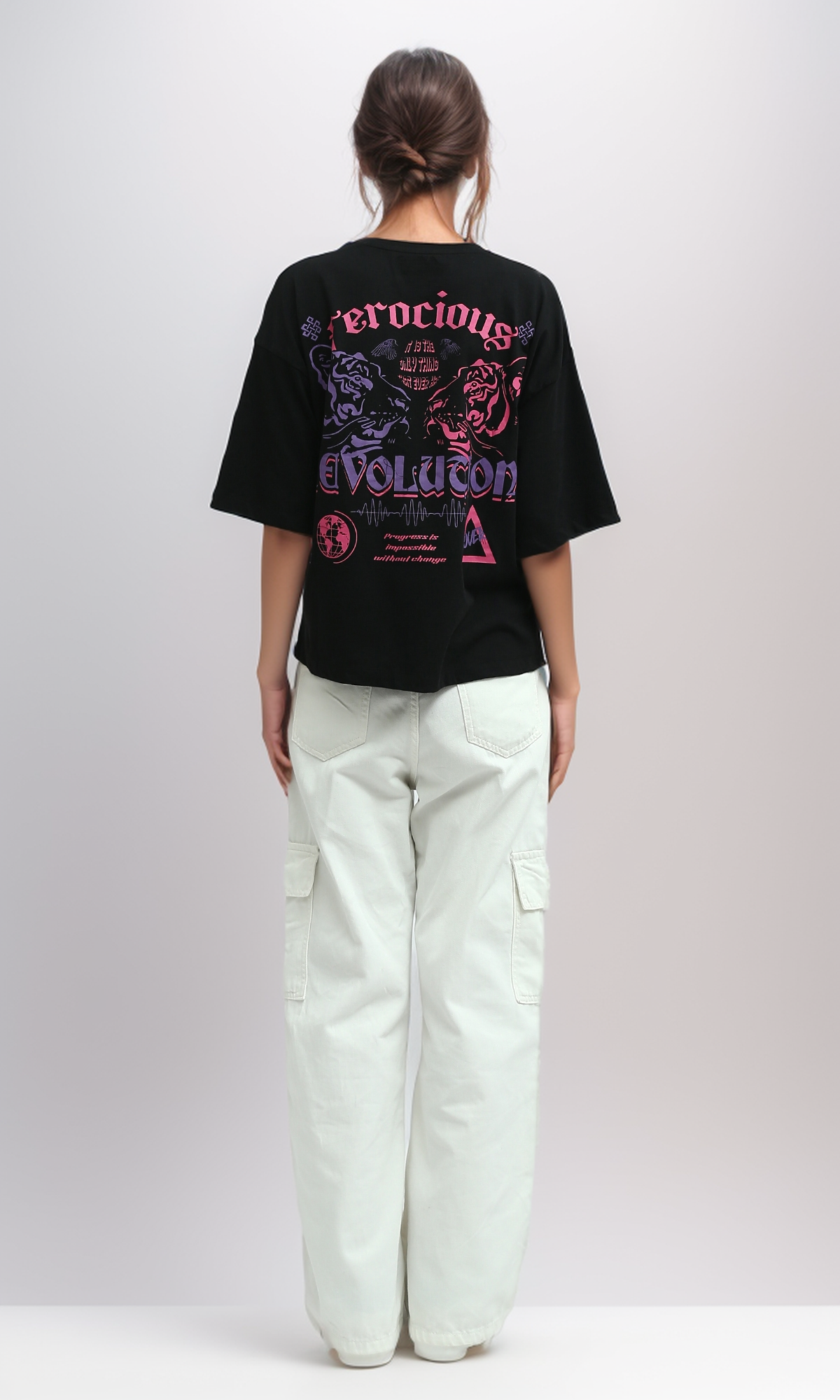 O198058 Summer Relaxed Fit Black Long Tee