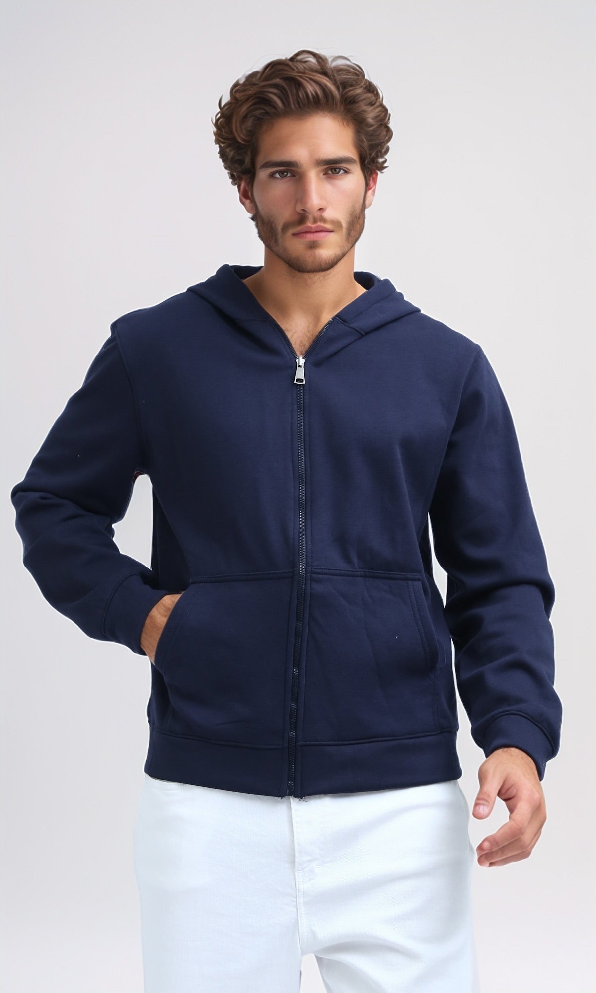 Midnight Navy Premium Full-Zip Essential Hoodie - 0198234