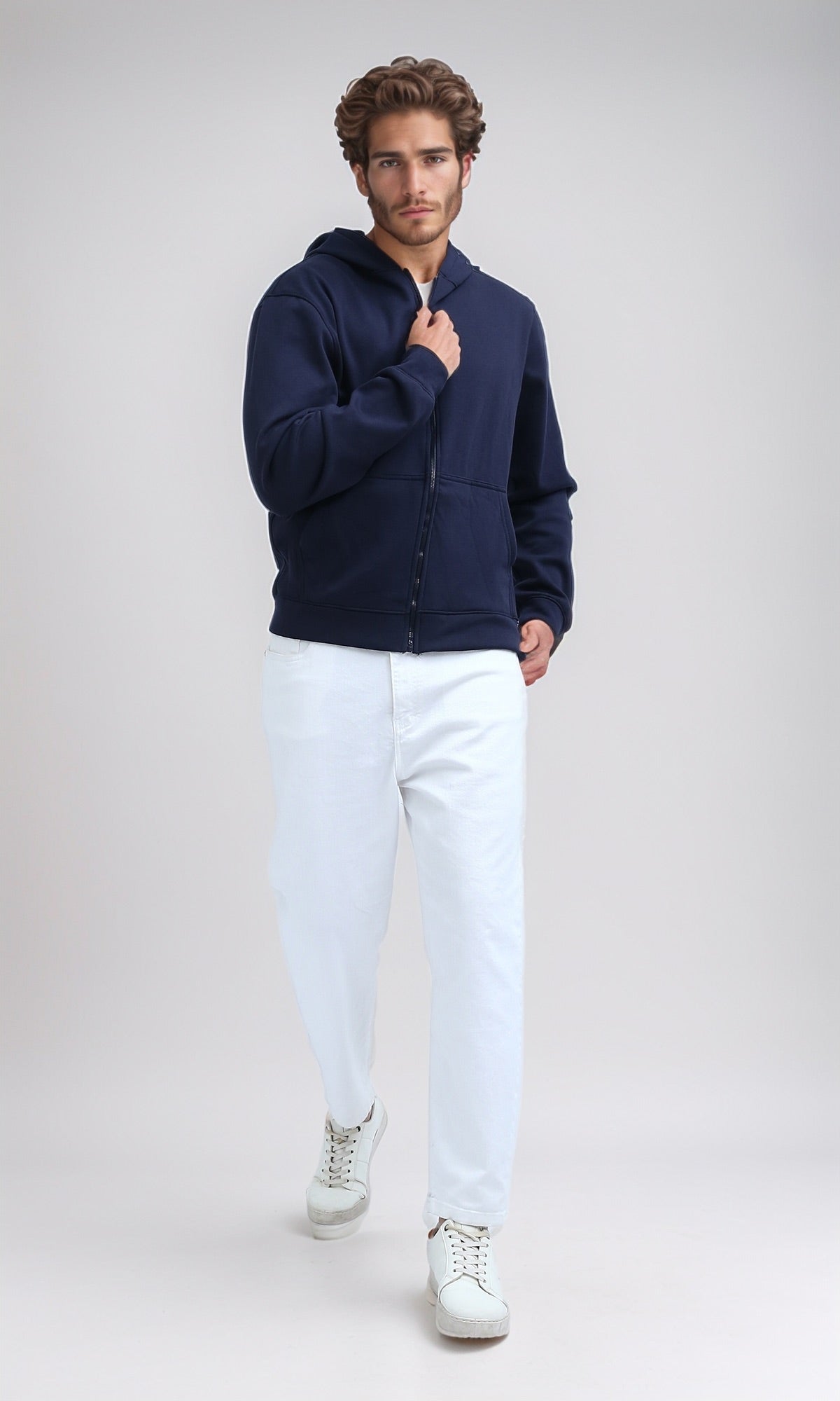 Midnight Navy Premium Full-Zip Essential Hoodie - 0198234