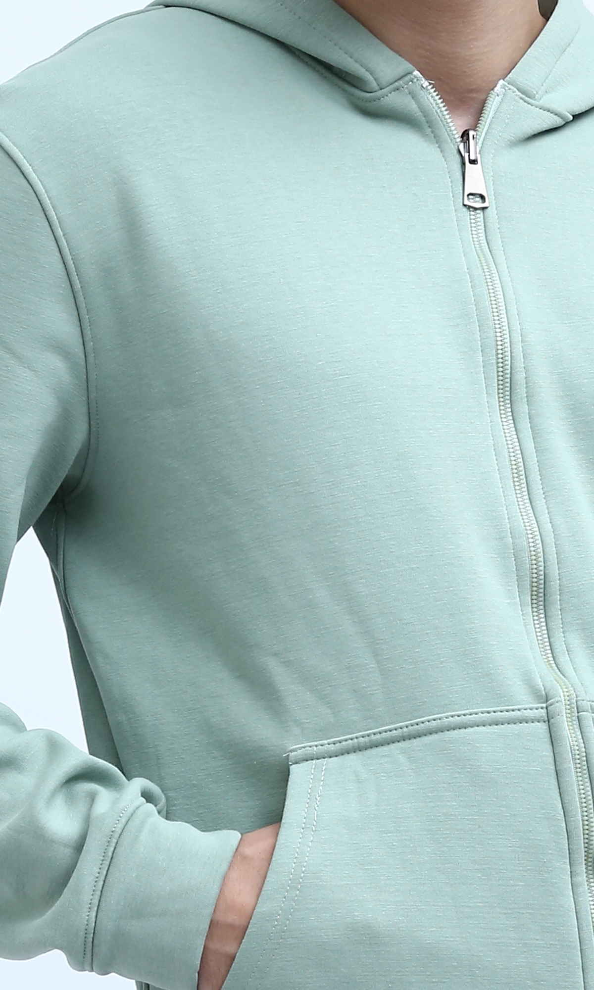 O198235 Full Zipper Mintgreen Hooded - Double Face