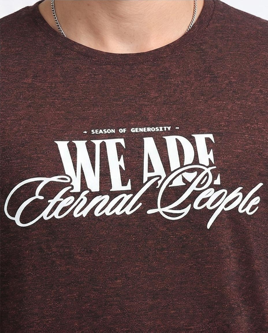 Ravin "Eternal People" Heathered Graphic Oversized Tee – Burgundy - O198237