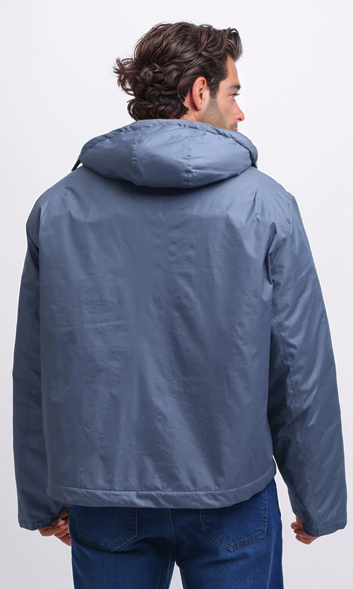 O198254 - Winter Relaxed Fit Jacket with Front Pockets - Dark Grey