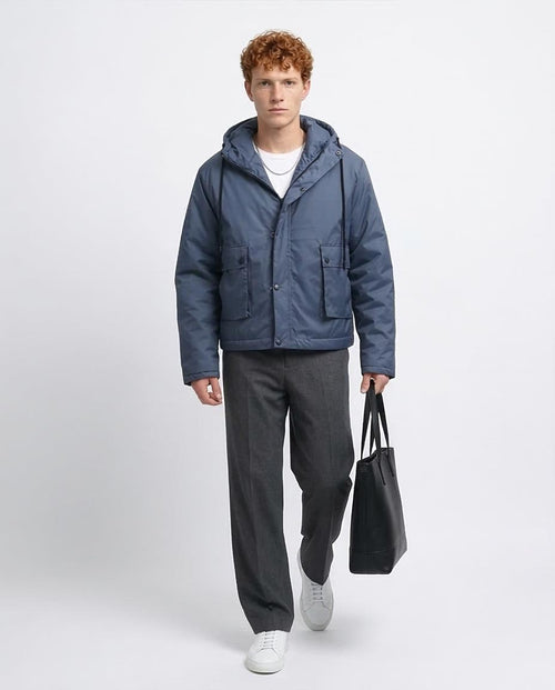 Ravin Men’s Boxy Utility Puffer Jacket with Hood – Steel Blue - O198254 -