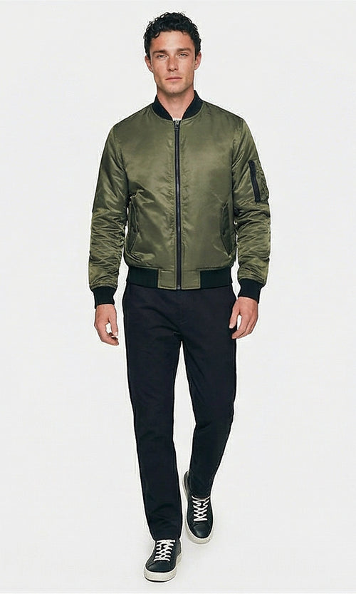 Khaki Regular Fit Waterproof Bomber Jacket - O198257